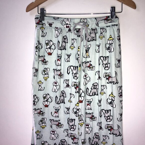 Cuddl Duds Pajama Pants Light Green with Dogs Small - Picture 2 of 10